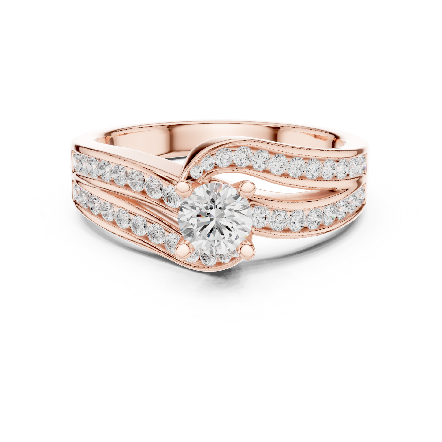 Round Side Stone Lab Grown Diamond Ring