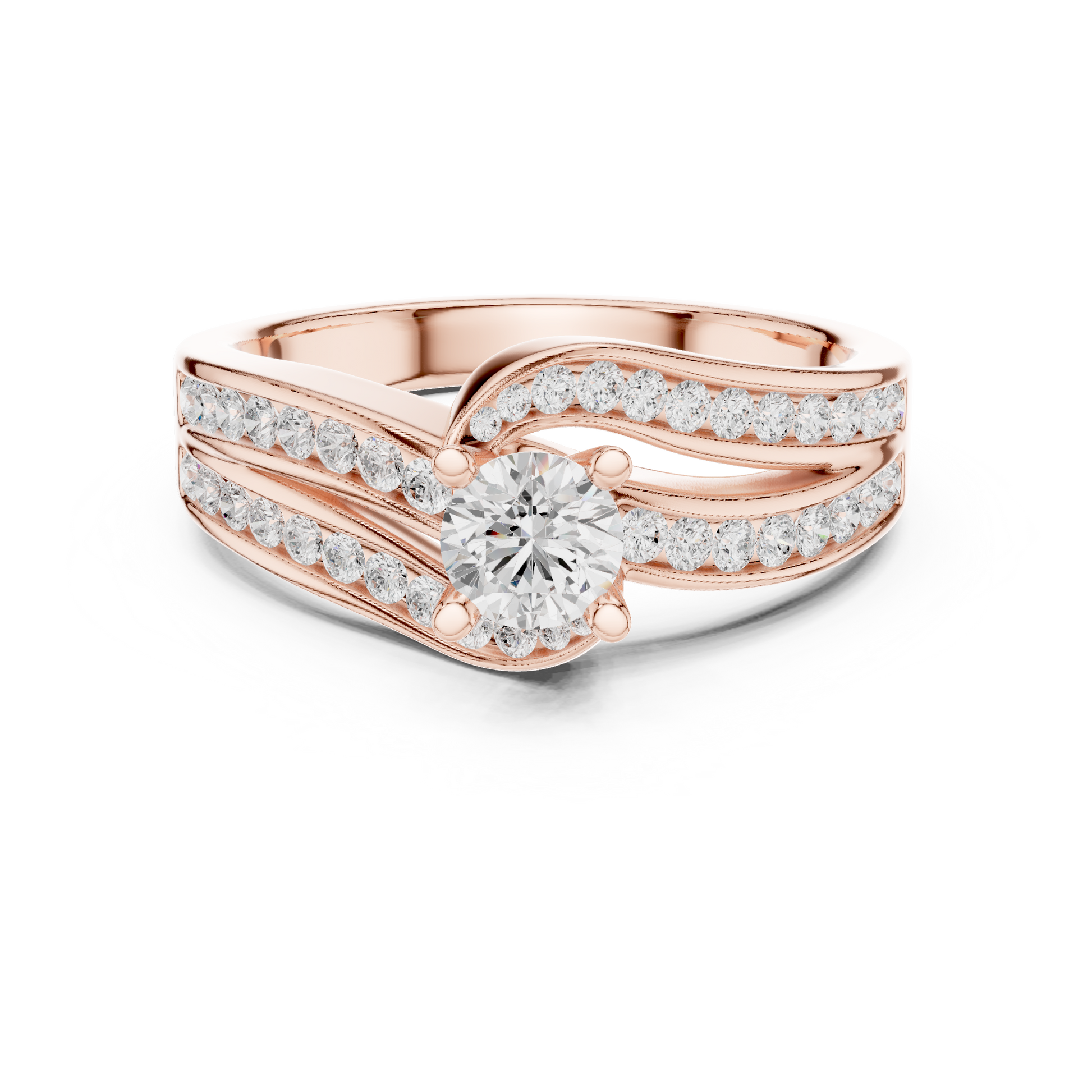 Round Side Stone Lab Grown Diamond Ring