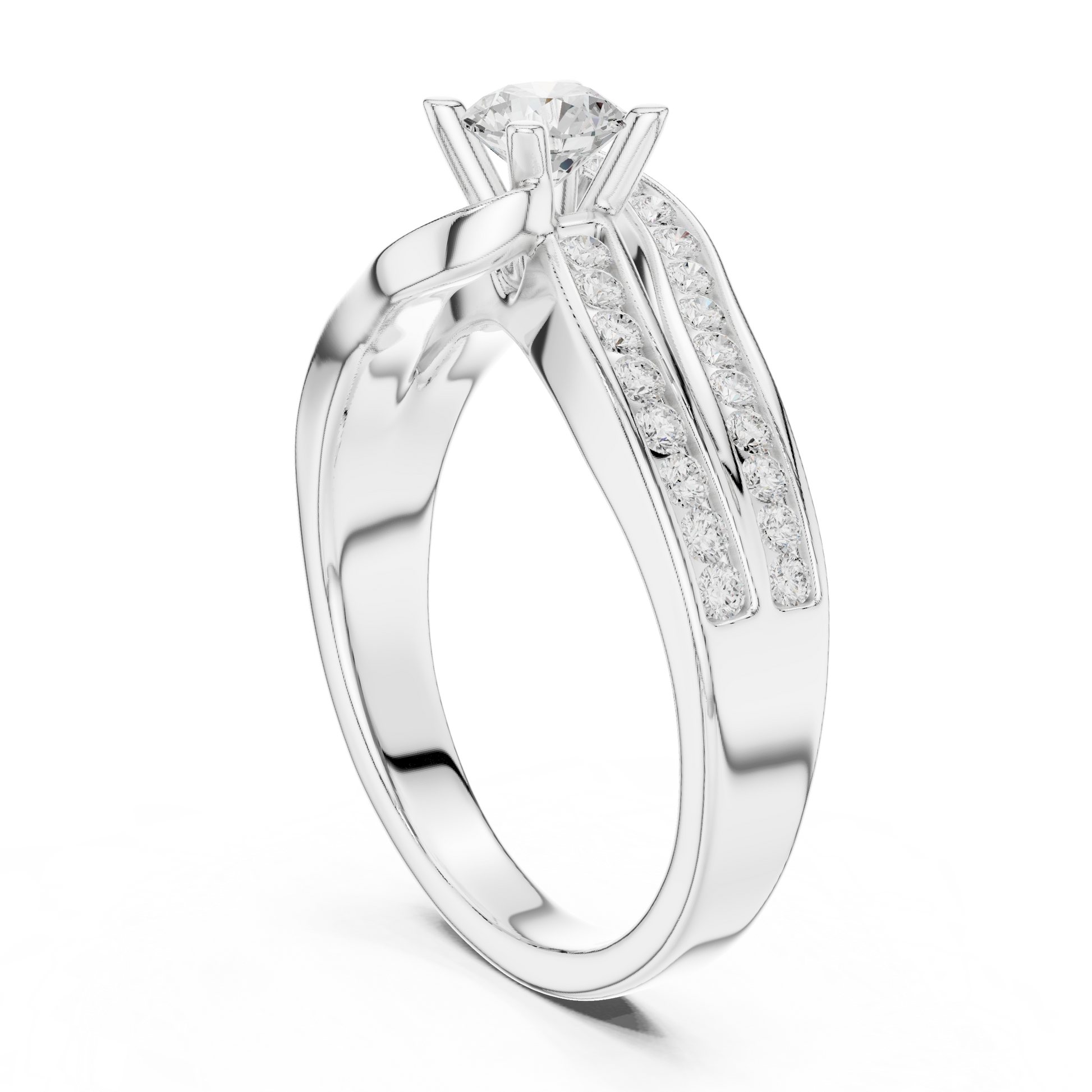Round Side Stone Lab Grown Diamond Ring