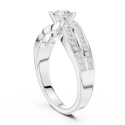 Round Side Stone Lab Grown Diamond Ring