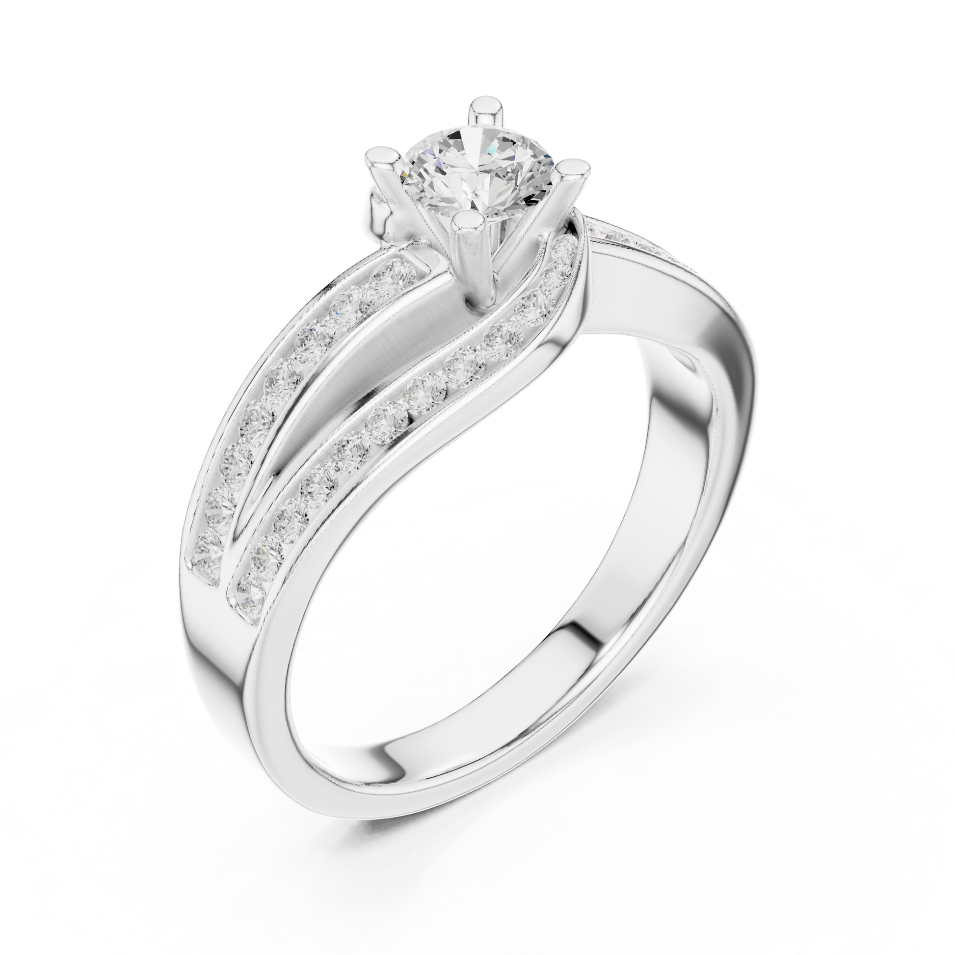 Round Side Stone Lab Grown Diamond Ring