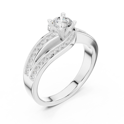 Round Side Stone Lab Grown Diamond Ring