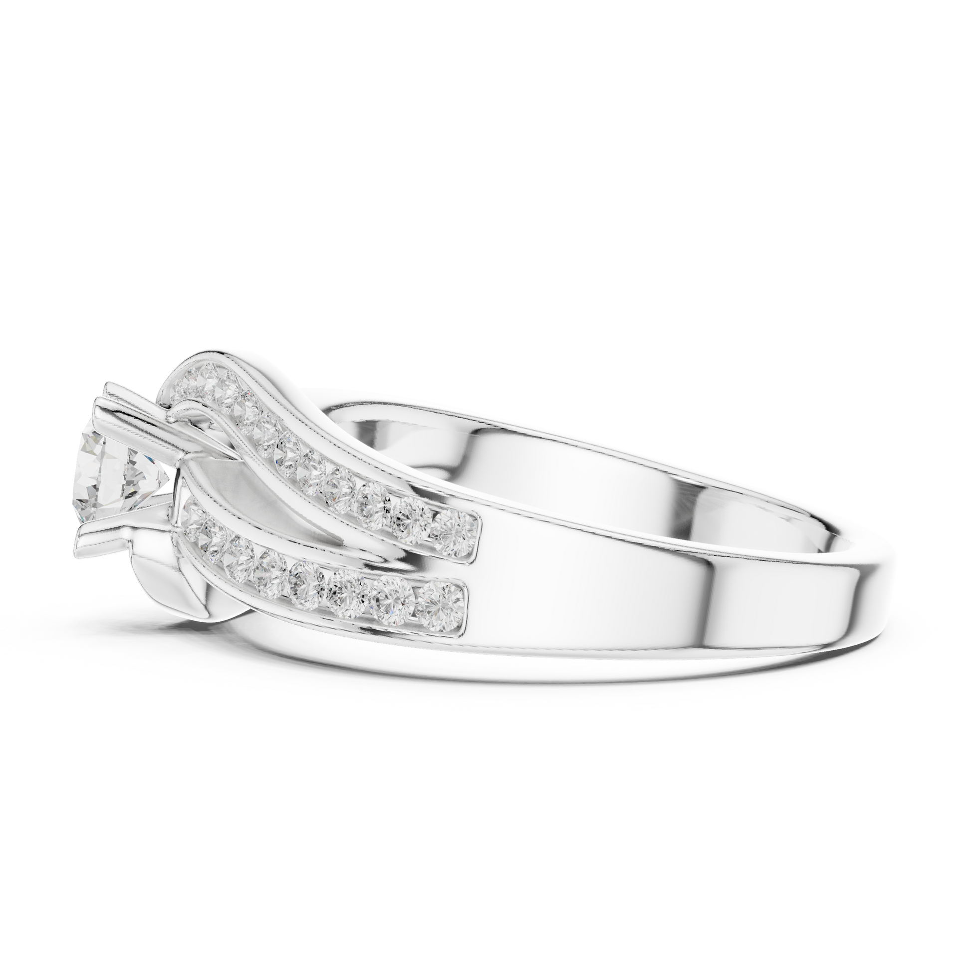Round Side Stone Lab Grown Diamond Ring
