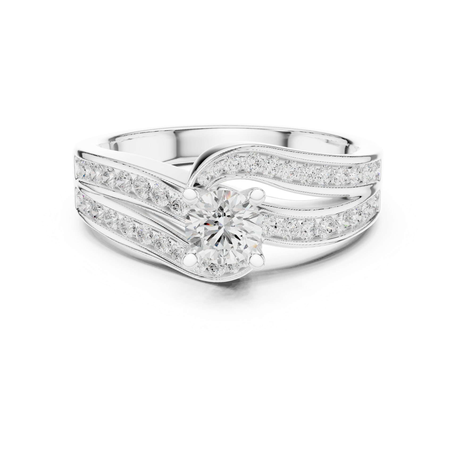 Round Side Stone Lab Grown Diamond Ring