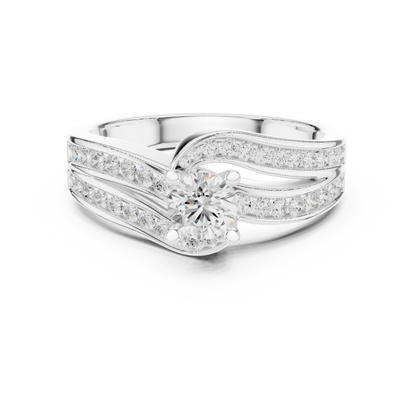 Round Side Stone Lab Grown Diamond Ring