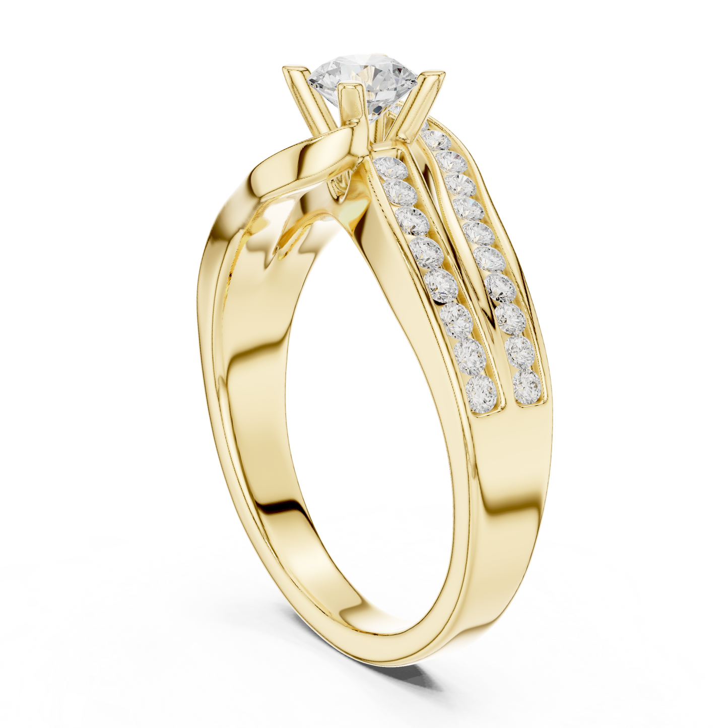 Round Side Stone Lab Grown Diamond Ring