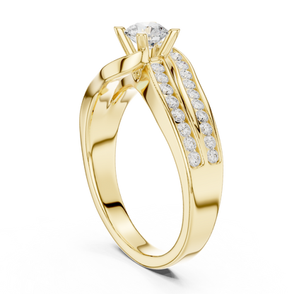 Round Side Stone Lab Grown Diamond Ring