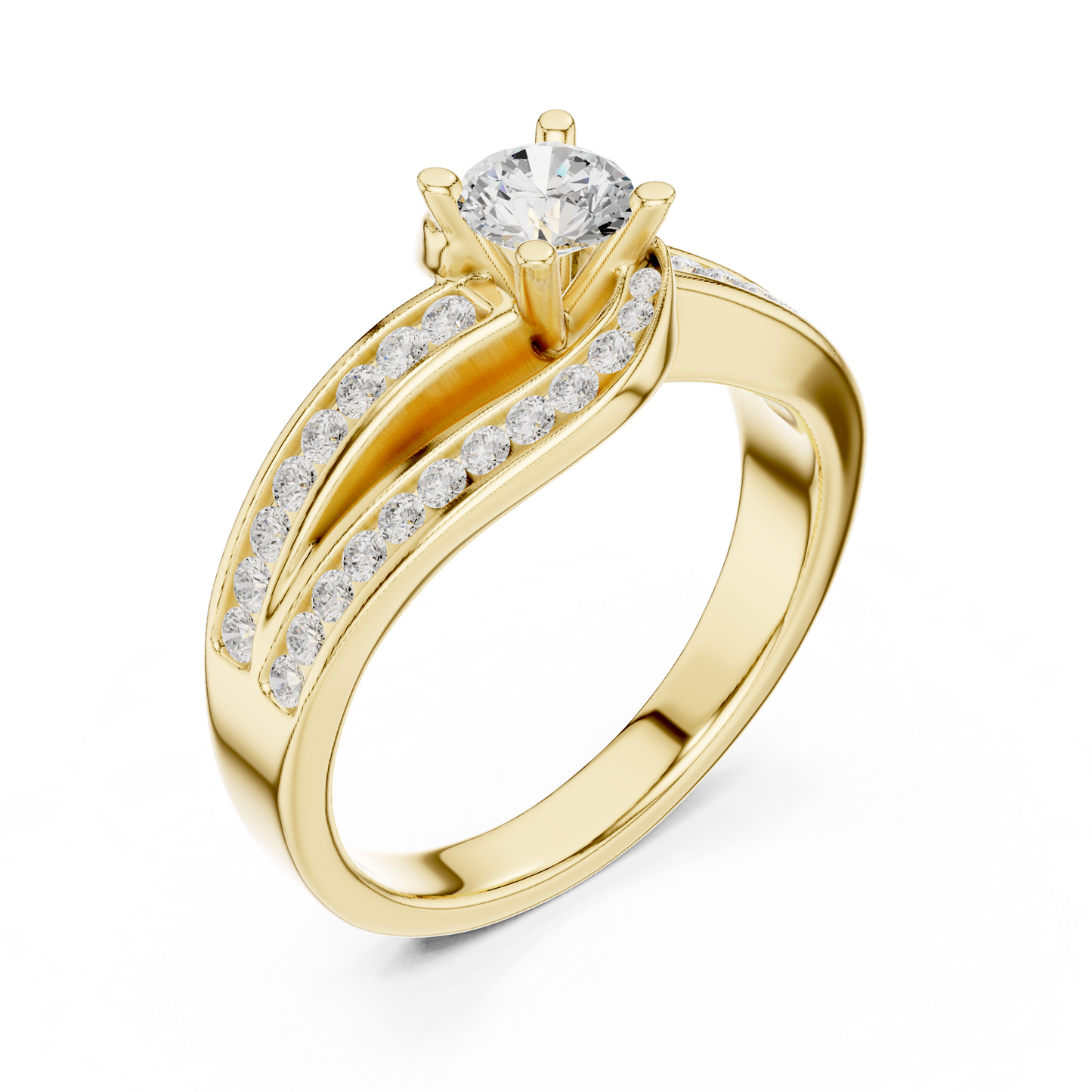 Round Side Stone Lab Grown Diamond Ring