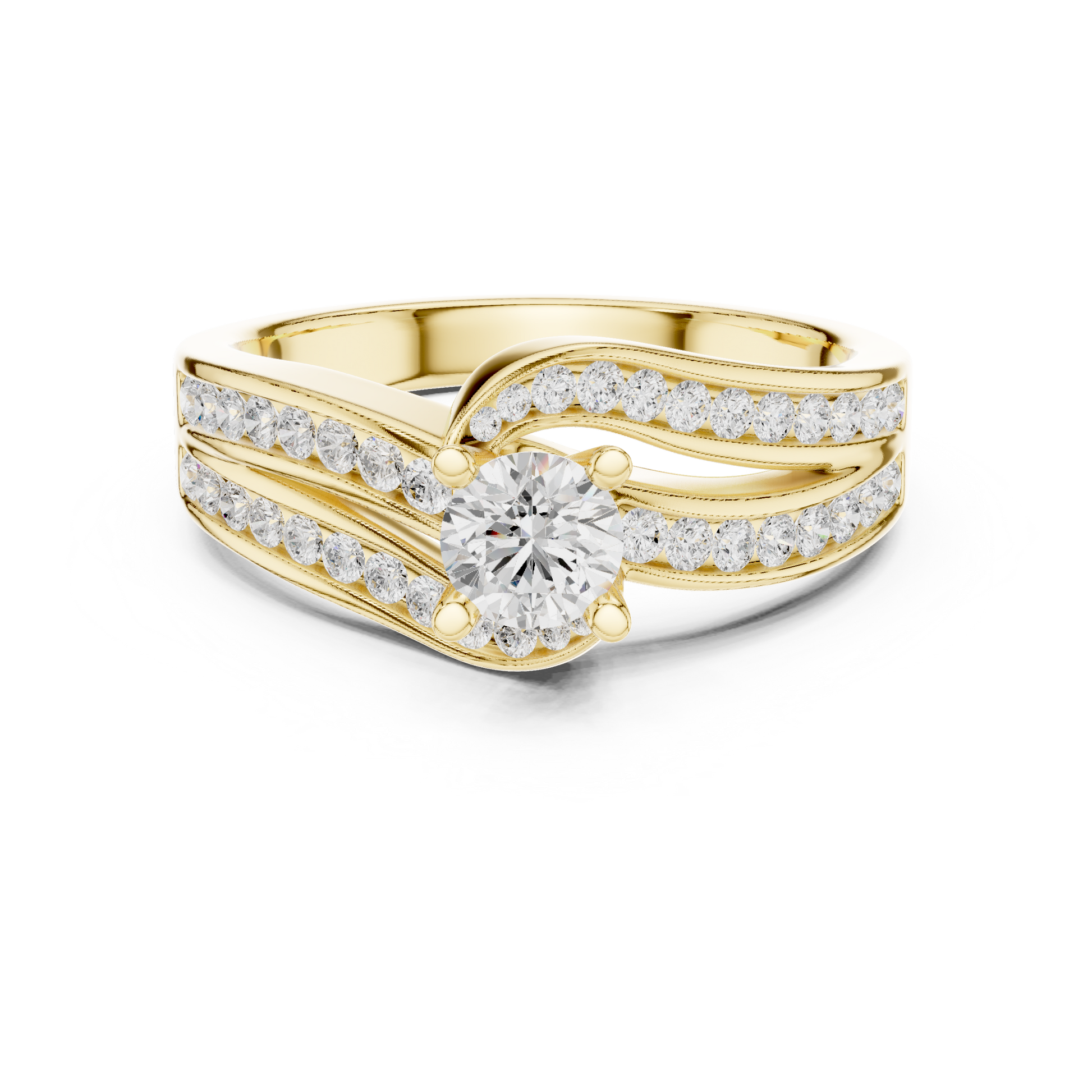 Round Side Stone Lab Grown Diamond Ring