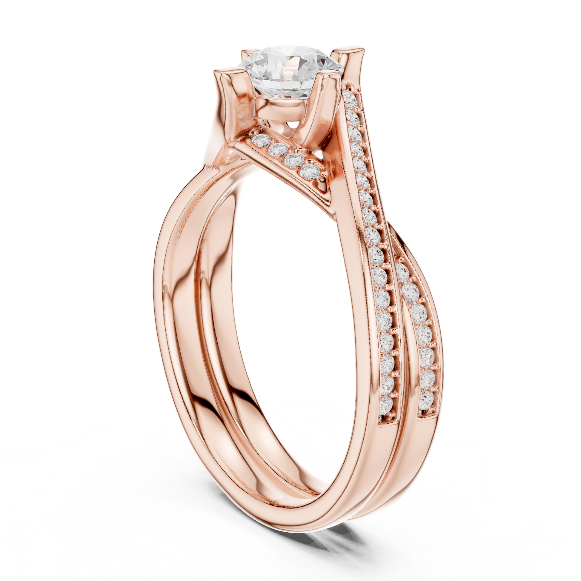 Round Side Stone Lab Grown Diamond Ring