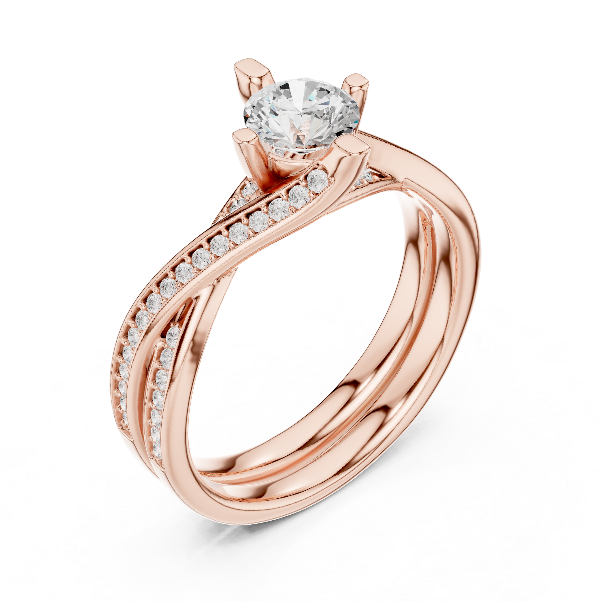 Round Side Stone Lab Grown Diamond Ring