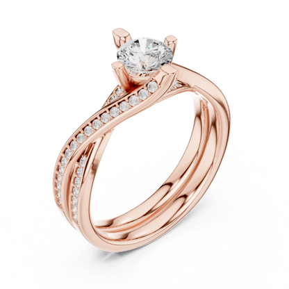 Round Side Stone Lab Grown Diamond Ring