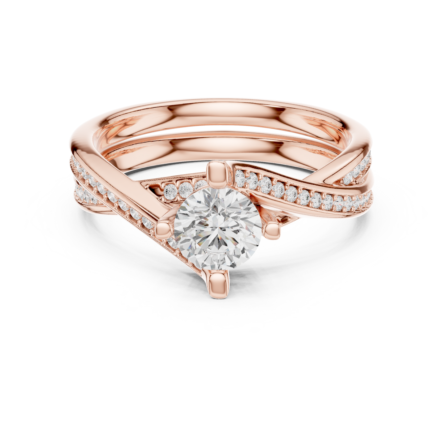 Round Side Stone Lab Grown Diamond Ring