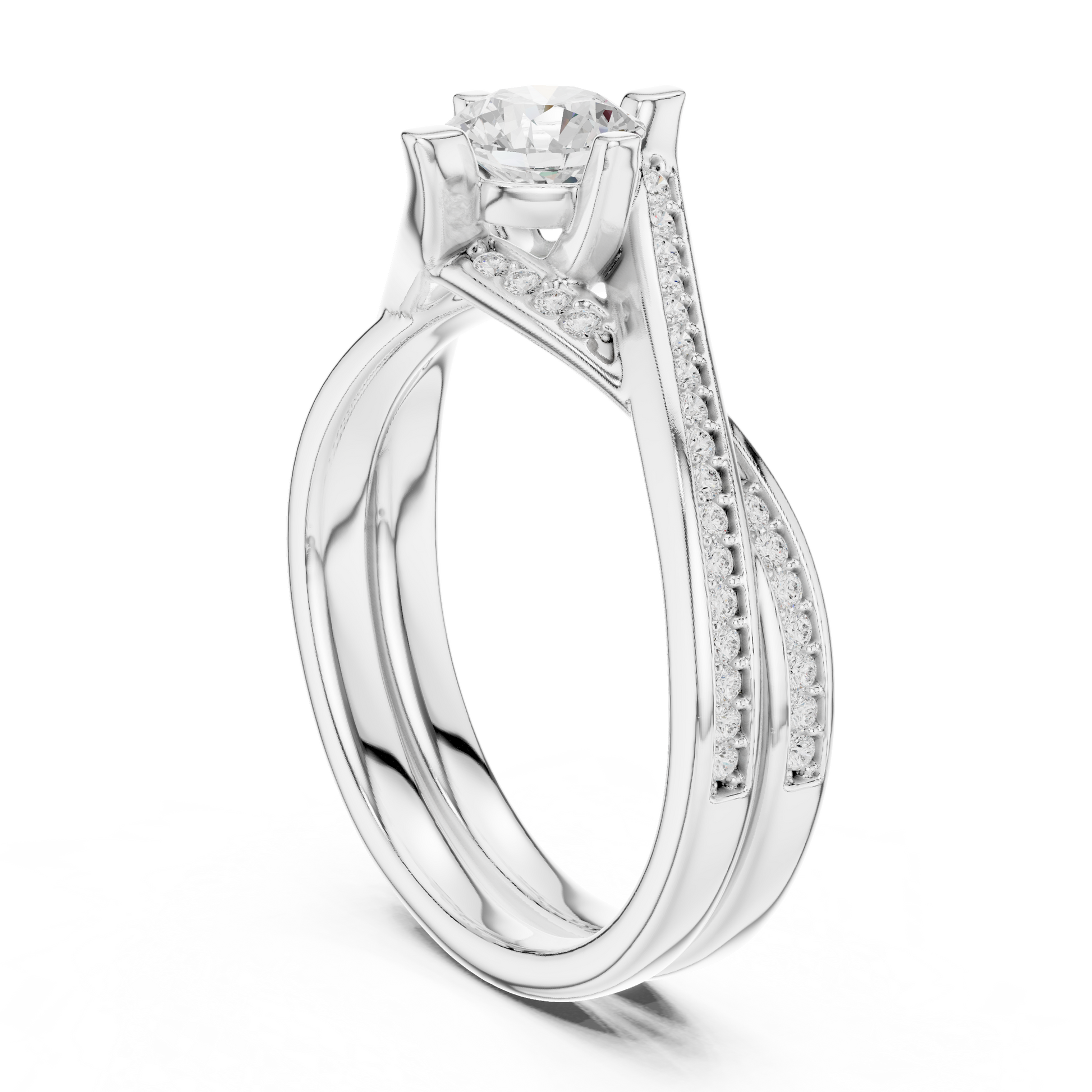 Round Side Stone Lab Grown Diamond Ring