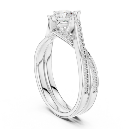 Round Side Stone Lab Grown Diamond Ring