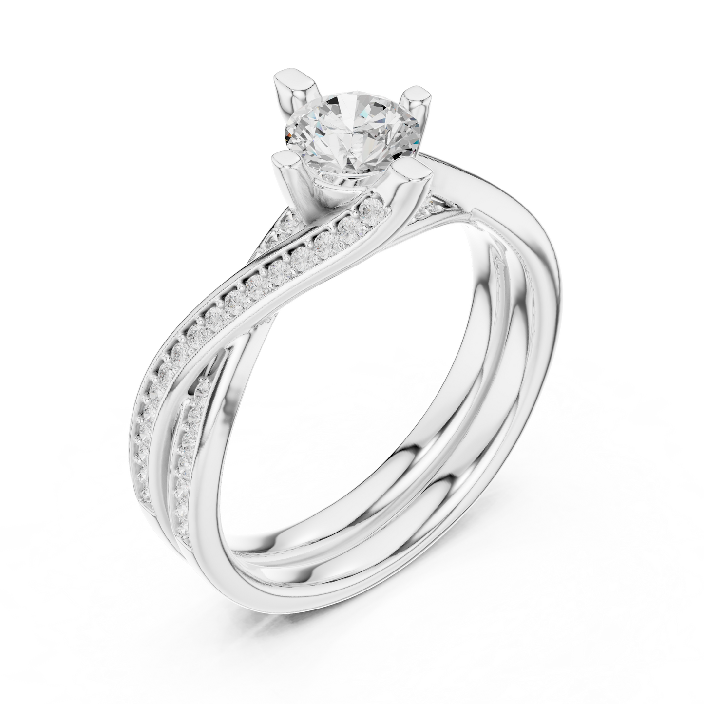 Round Side Stone Lab Grown Diamond Ring