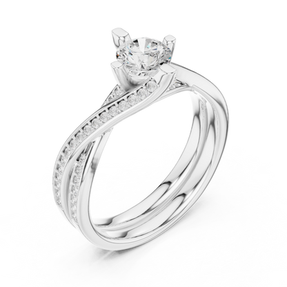 Round Side Stone Lab Grown Diamond Ring