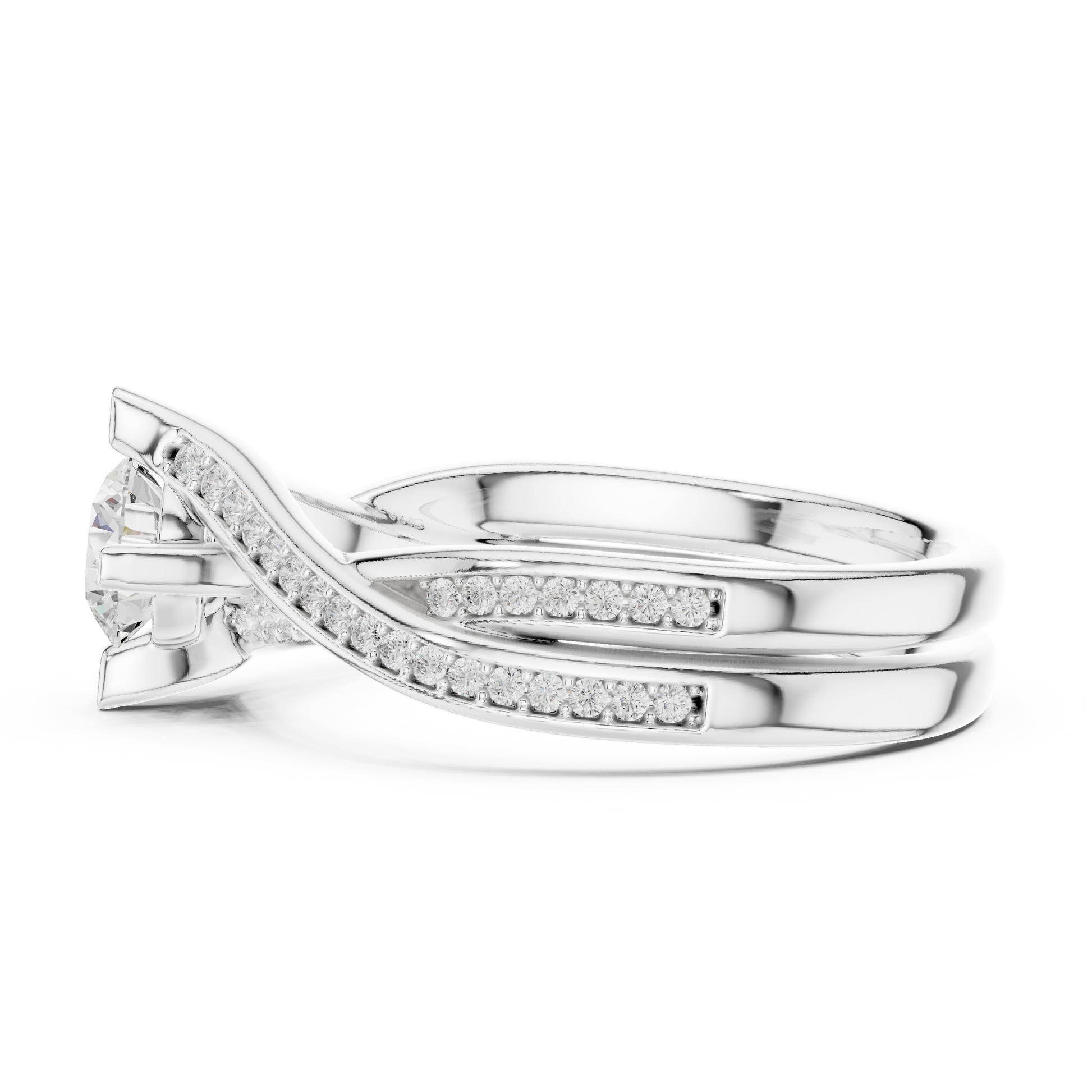 Round Side Stone Lab Grown Diamond Ring