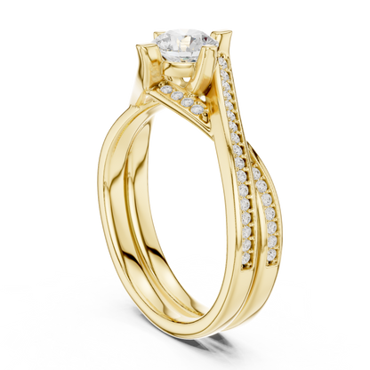 Round Side Stone Lab Grown Diamond Ring