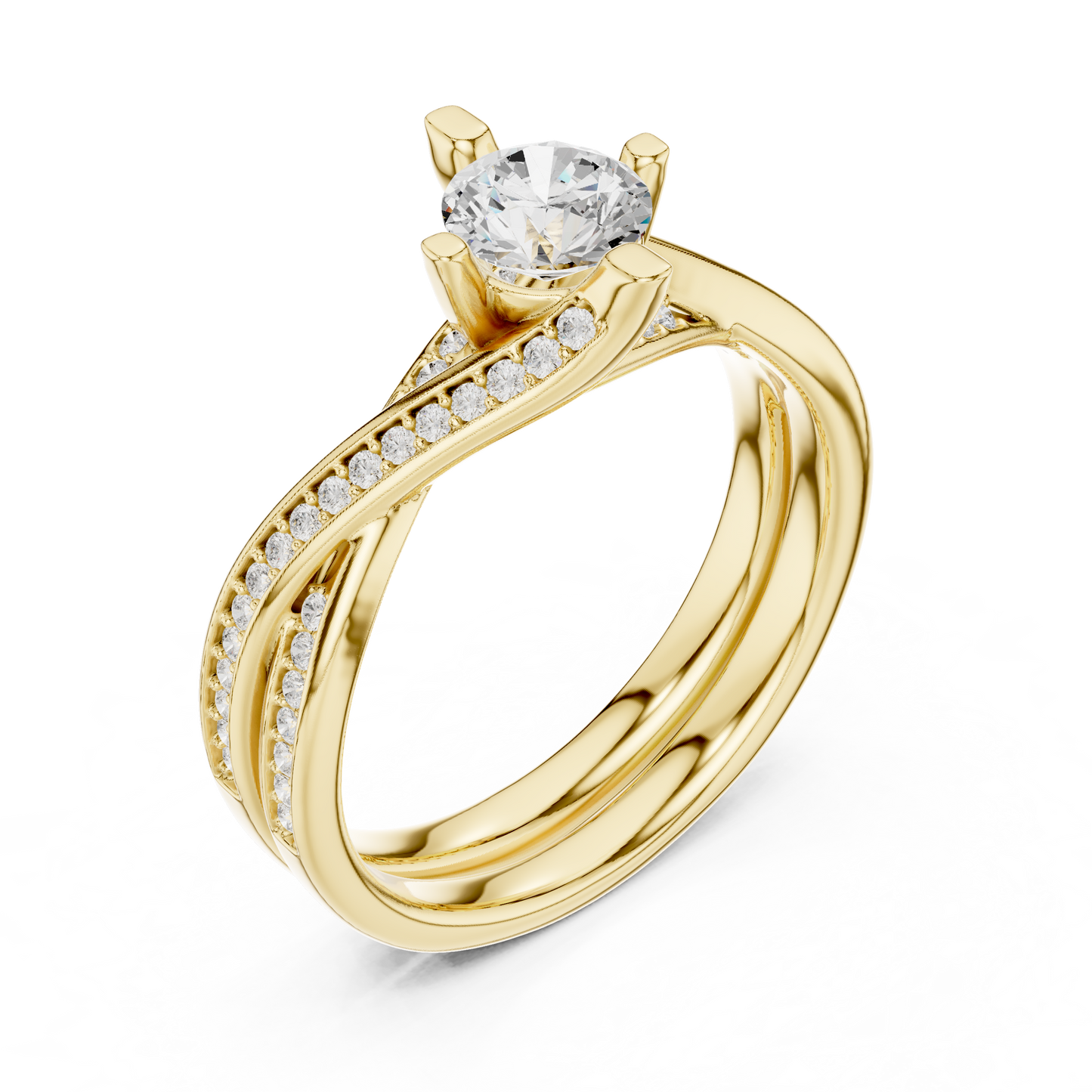 Round Side Stone Lab Grown Diamond Ring