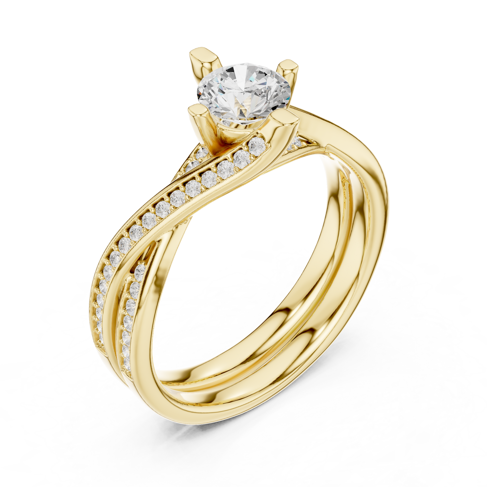 Round Side Stone Lab Grown Diamond Ring