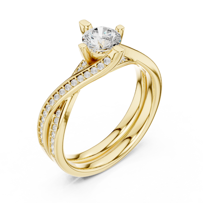 Round Side Stone Lab Grown Diamond Ring