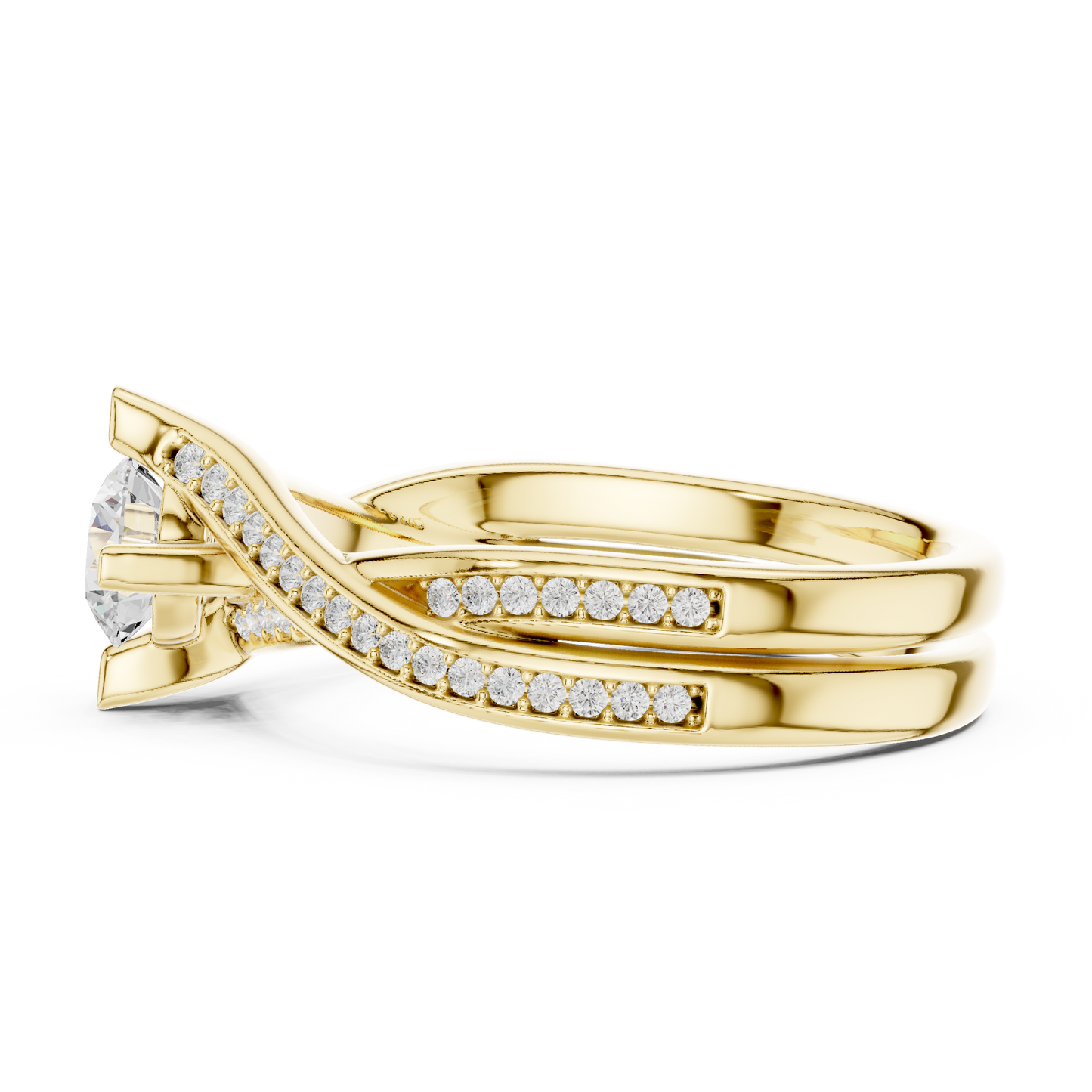 Round Side Stone Lab Grown Diamond Ring