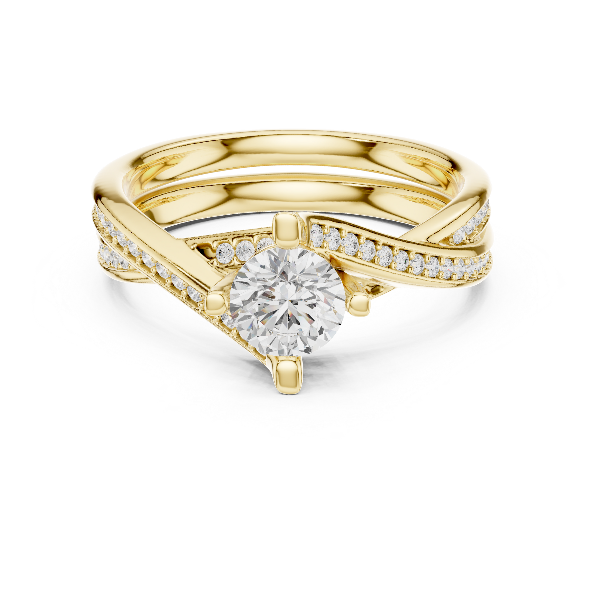 Round Side Stone Lab Grown Diamond Ring