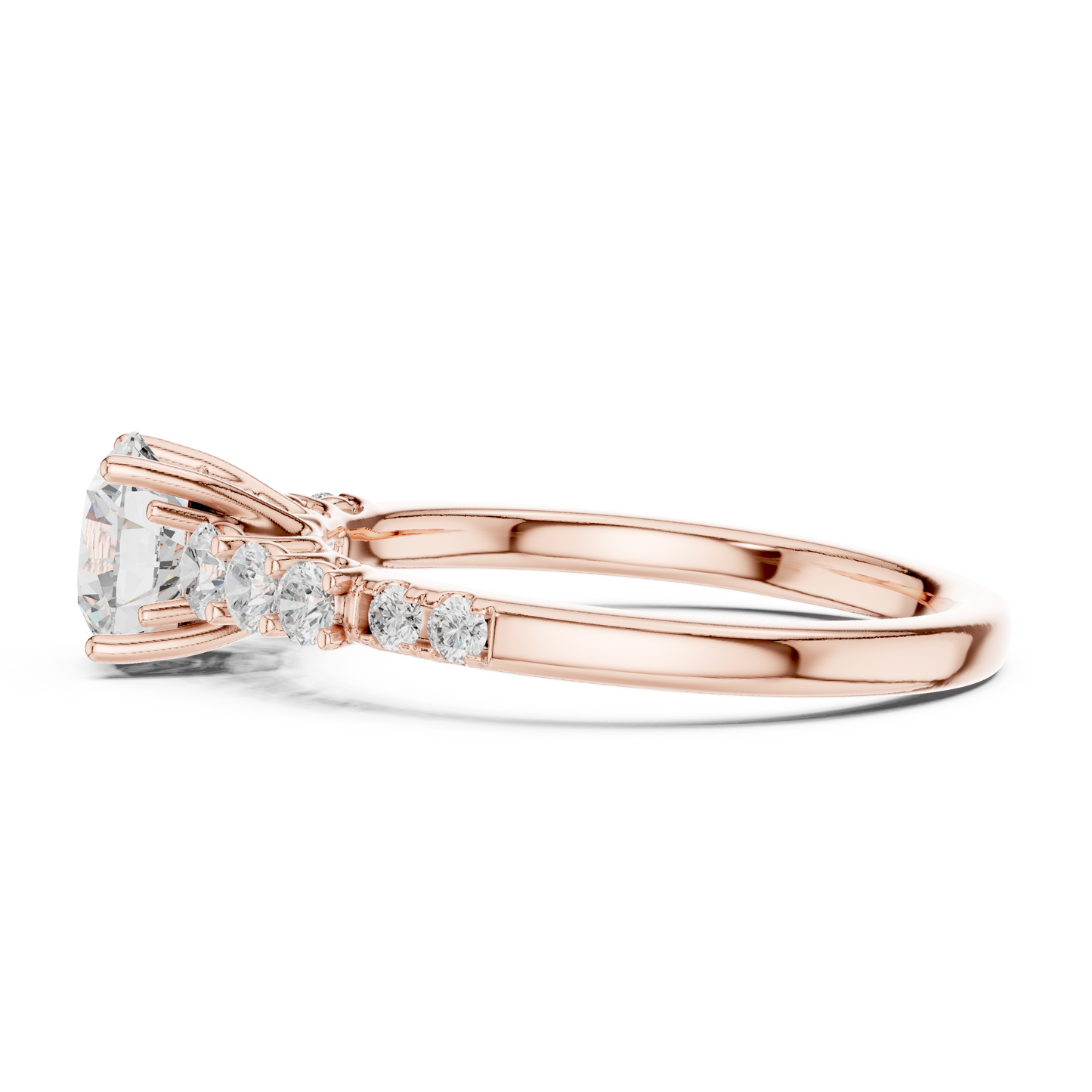 Round Side Stone Lab Grown Diamond Ring