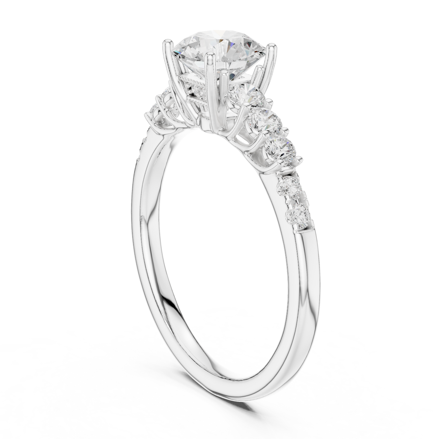 Round Side Stone Lab Grown Diamond Ring