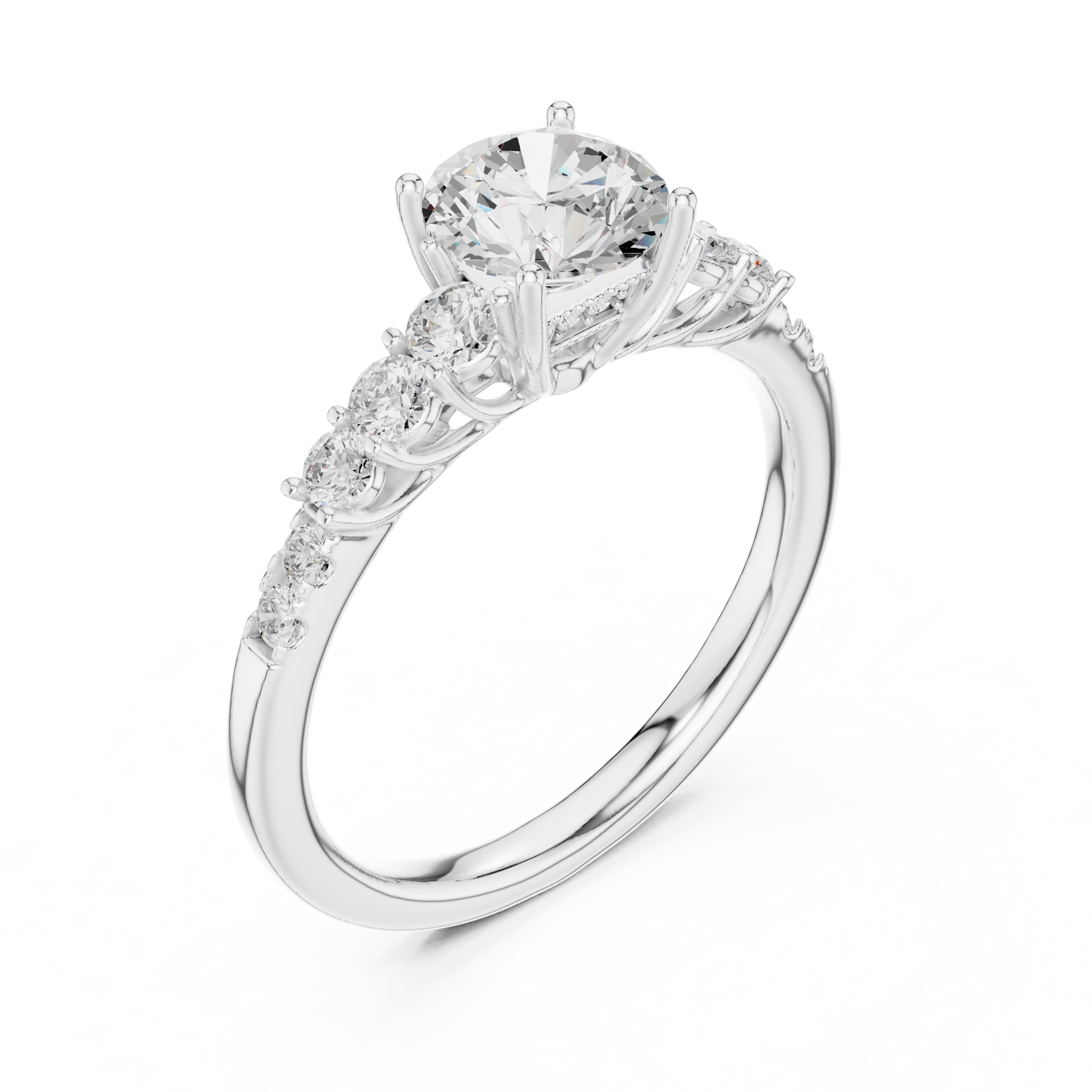 Round Side Stone Lab Grown Diamond Ring
