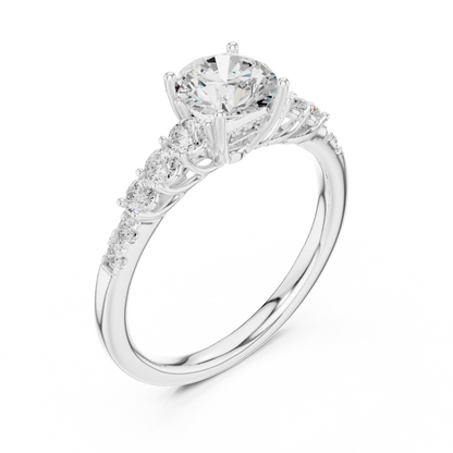 Round Side Stone Lab Grown Diamond Ring