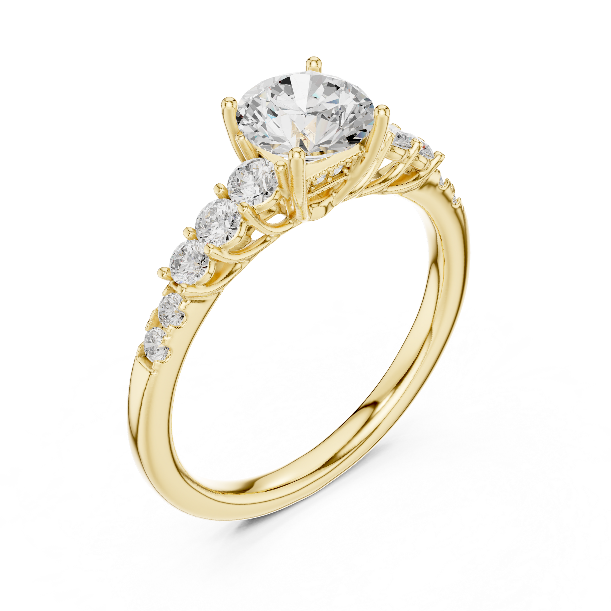 Round Side Stone Lab Grown Diamond Ring