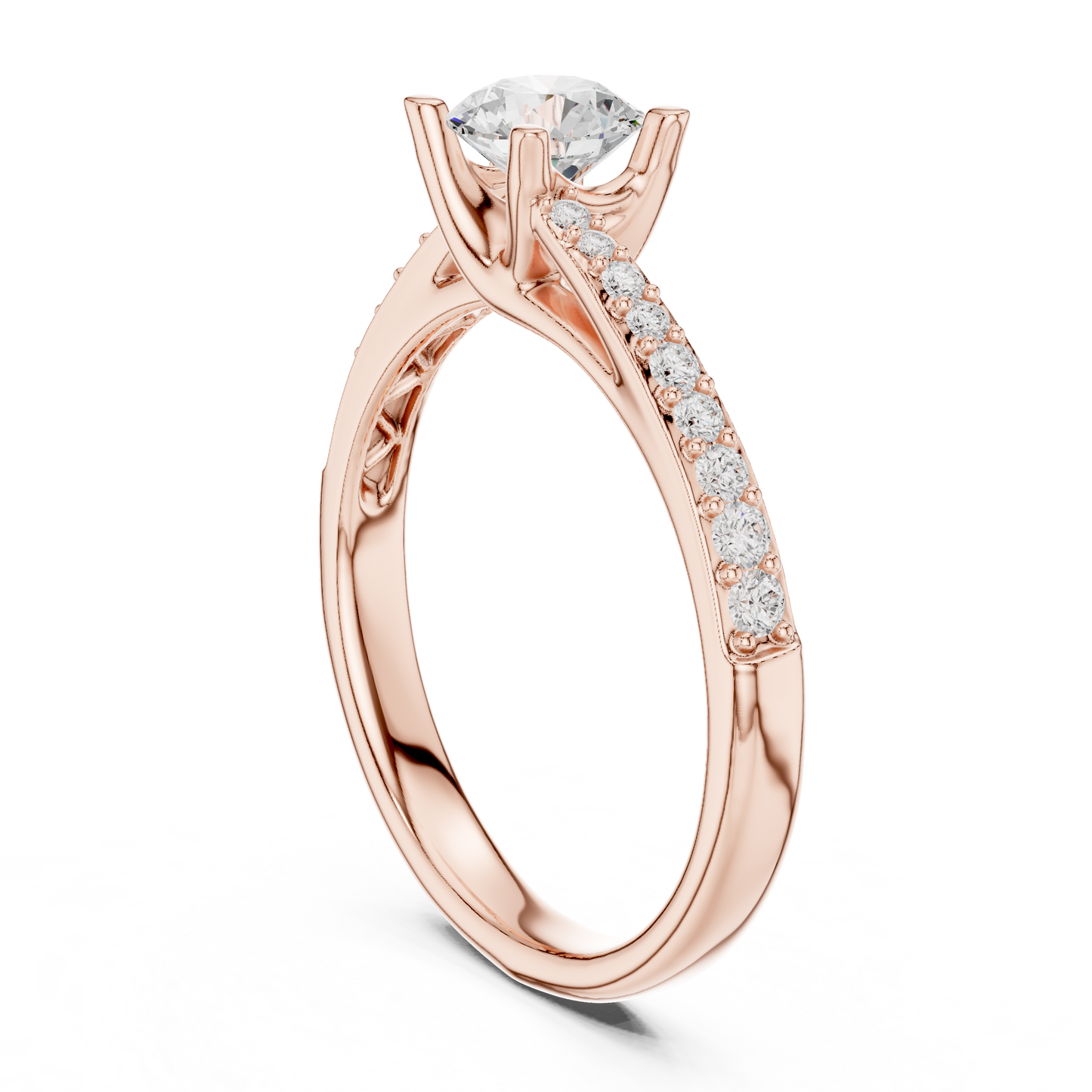 Round Side Stone Lab Grown Diamond Ring