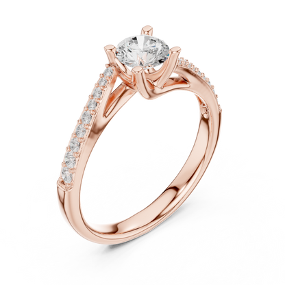 Round Side Stone Lab Grown Diamond Ring