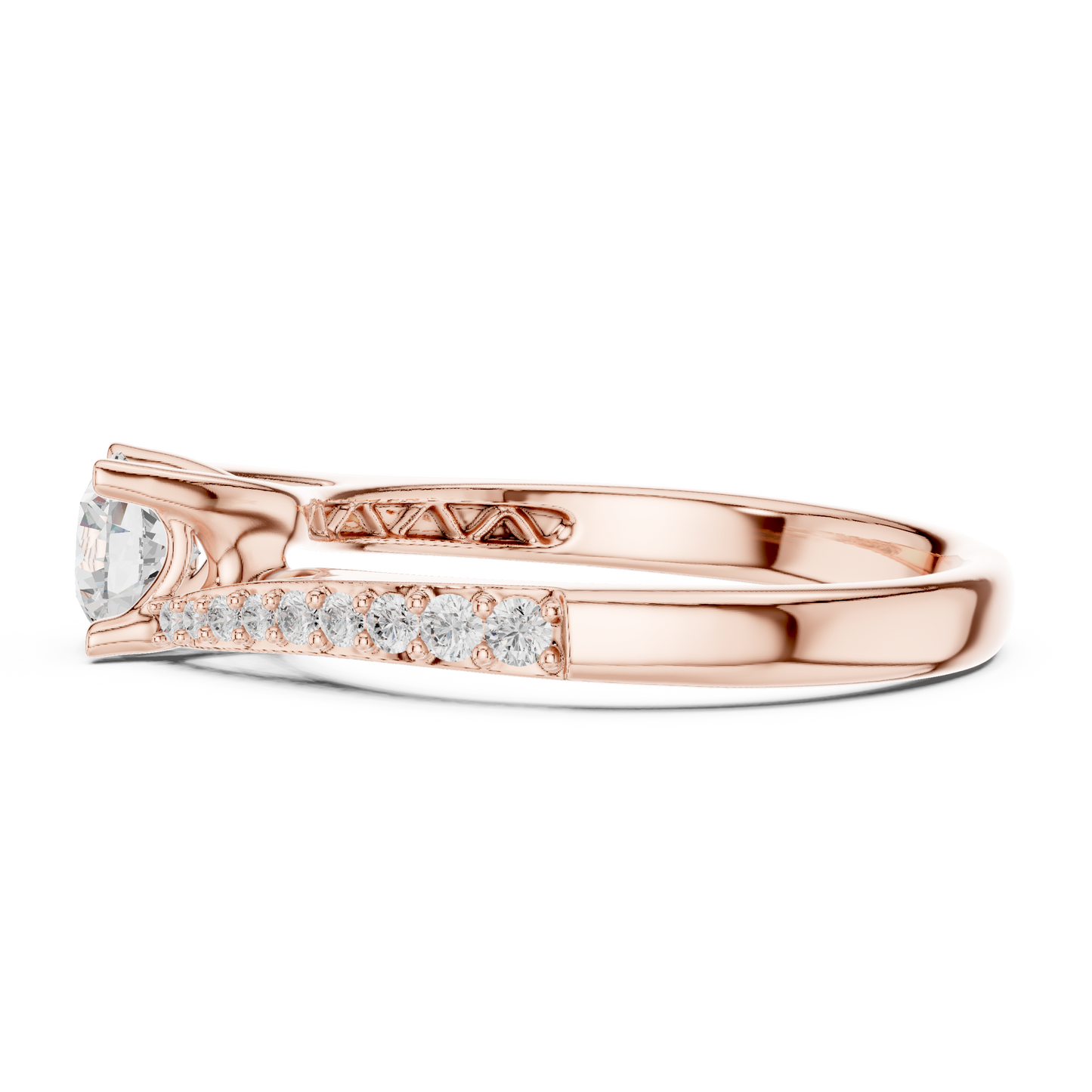 Round Side Stone Lab Grown Diamond Ring