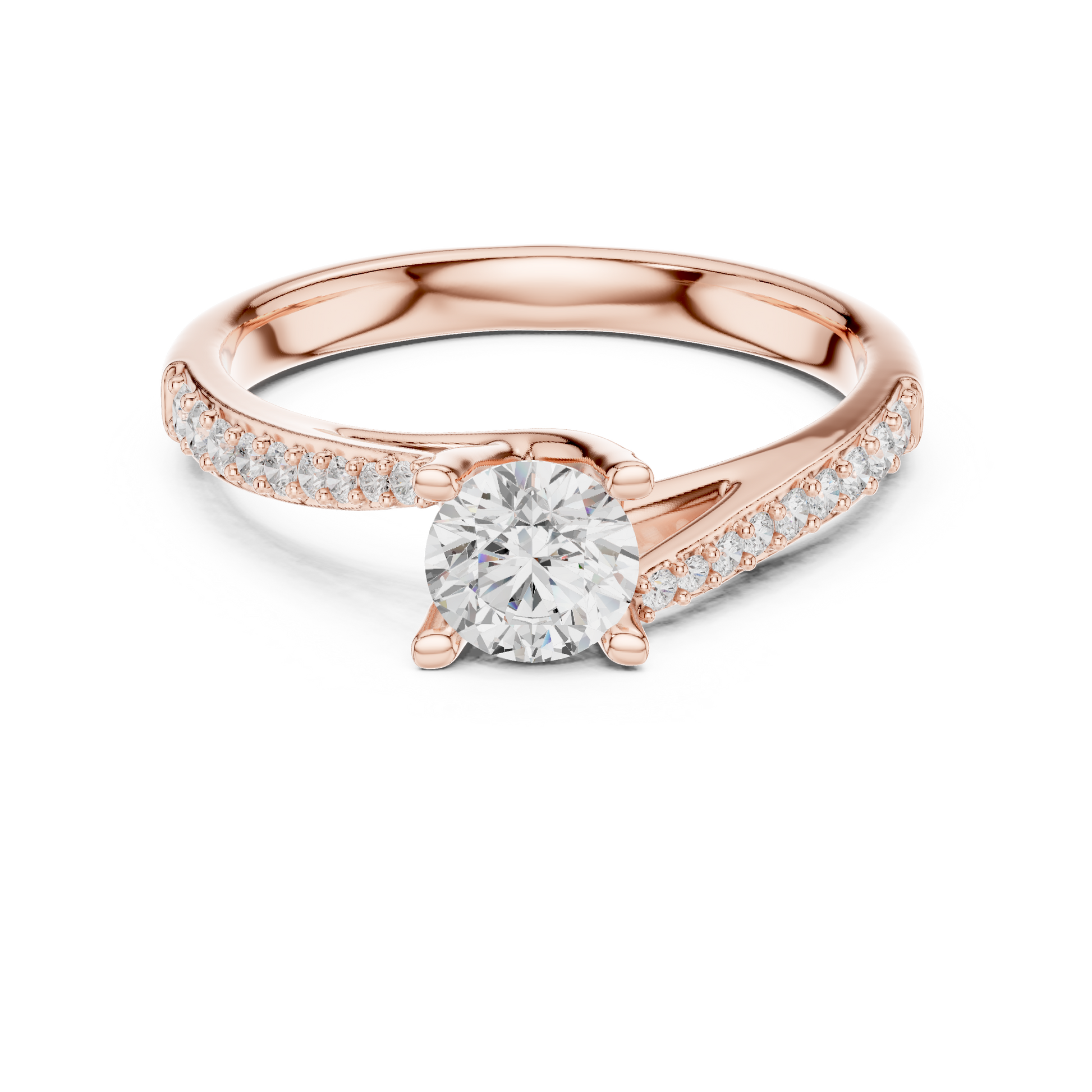 Round Side Stone Lab Grown Diamond Ring