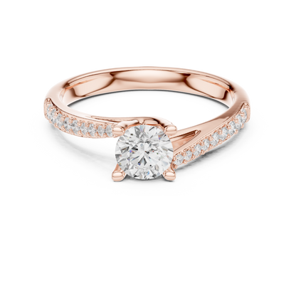 Round Side Stone Lab Grown Diamond Ring