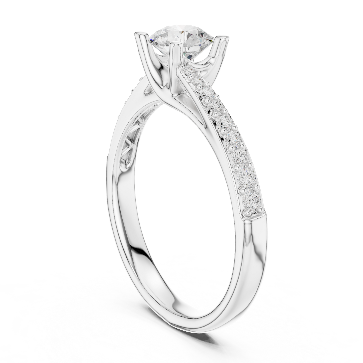 Round Side Stone Lab Grown Diamond Ring