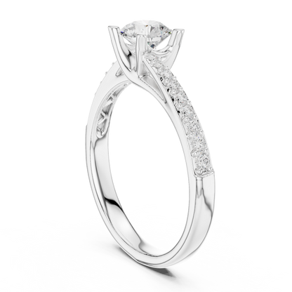 Round Side Stone Lab Grown Diamond Ring