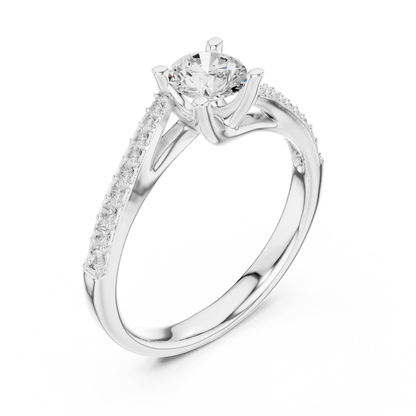 Round Side Stone Lab Grown Diamond Ring