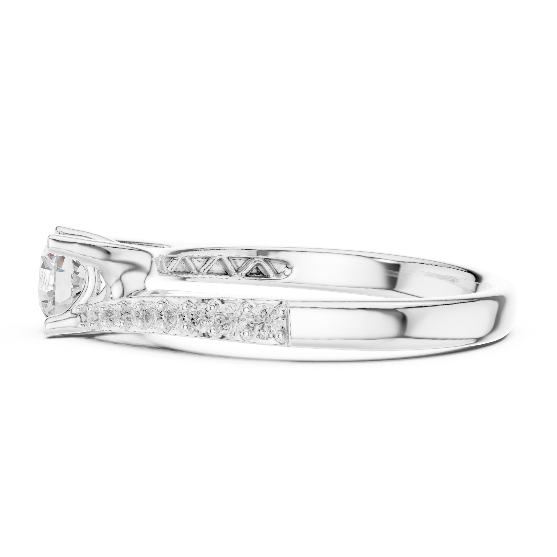 Round Side Stone Lab Grown Diamond Ring