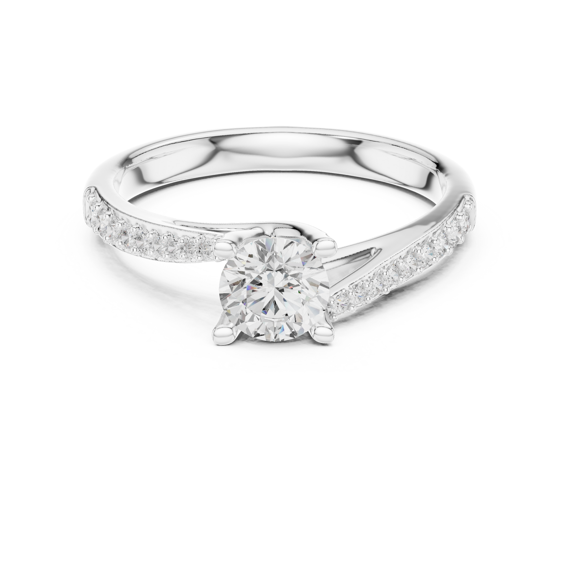 Round Side Stone Lab Grown Diamond Ring