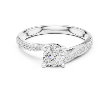 Round Side Stone Lab Grown Diamond Ring