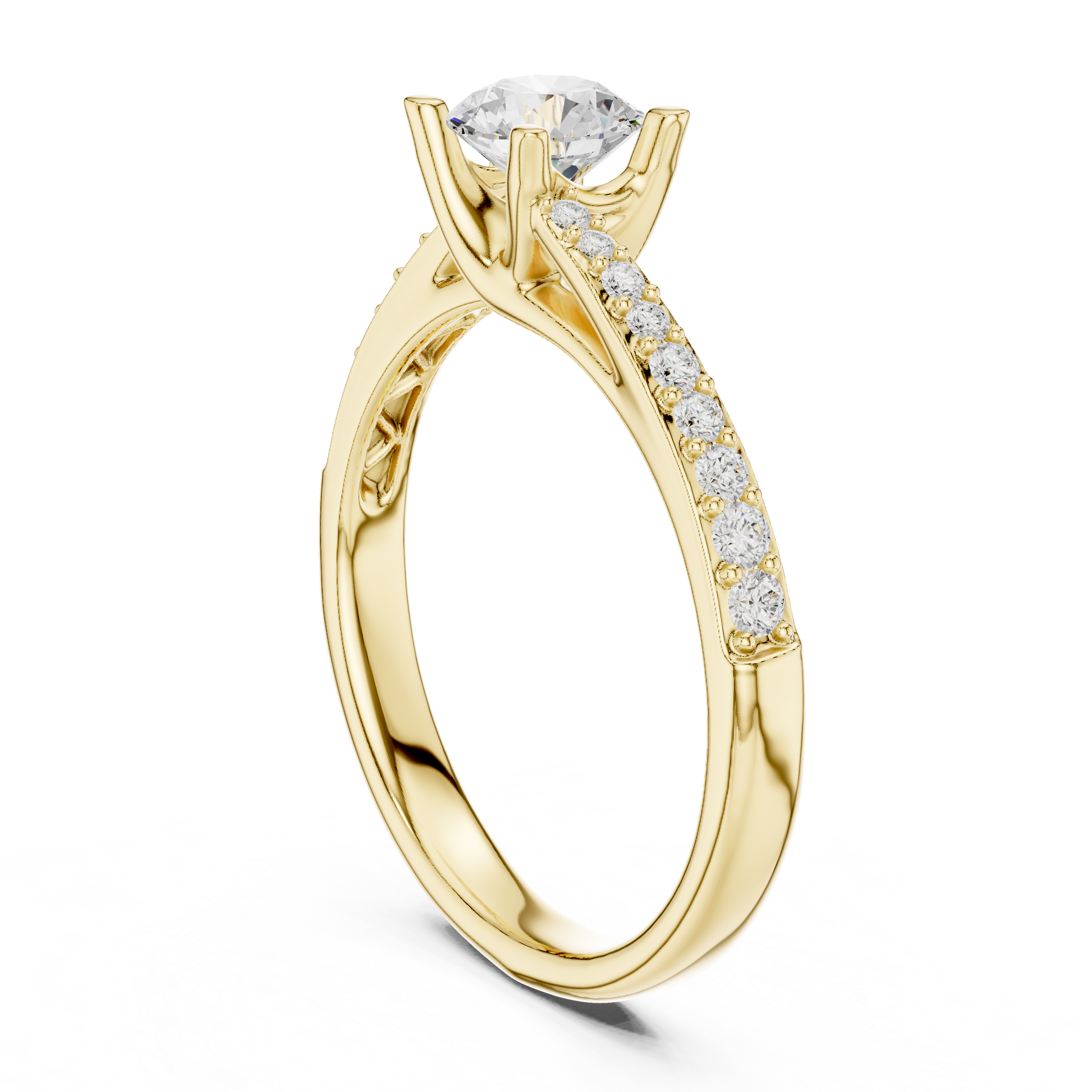 Round Side Stone Lab Grown Diamond Ring