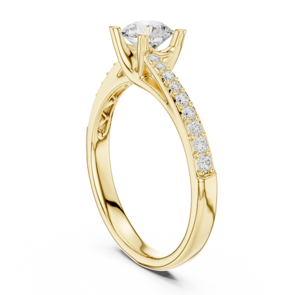 Round Side Stone Lab Grown Diamond Ring