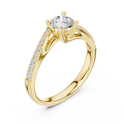 Round Side Stone Lab Grown Diamond Ring