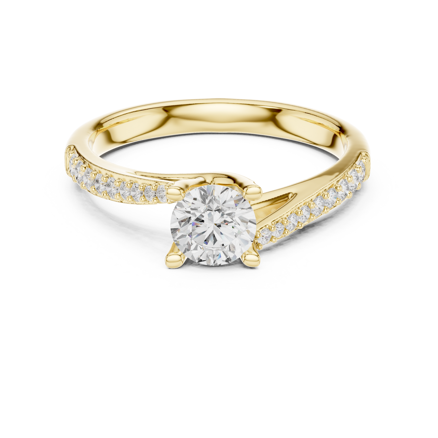 Round Side Stone Lab Grown Diamond Ring