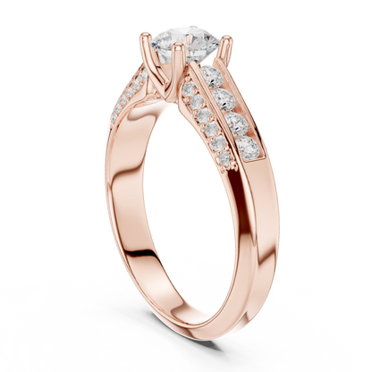 Round Side Stone Lab Grown Diamond Ring