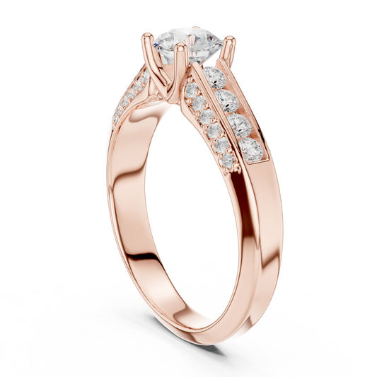 Round Side Stone Lab Grown Diamond Ring